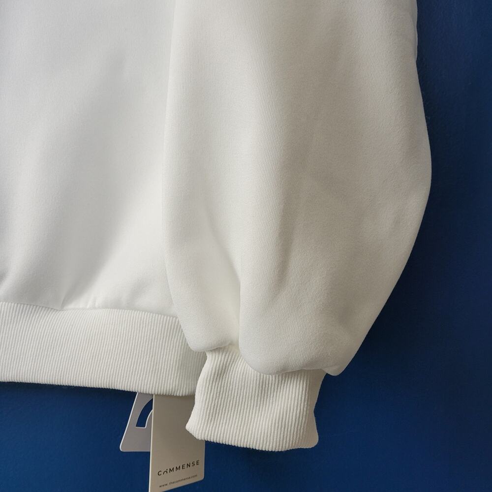 Commense Oversized White Sweatshirt S NWT Crewneck Raglan Sleeve Boxy Pullover - Picture 5 of 10
